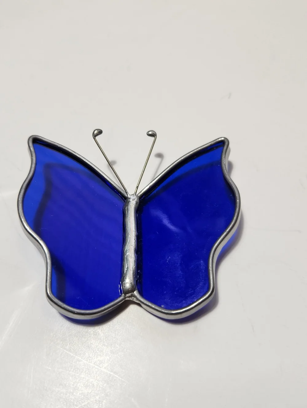 Yellow Blue and red Stained Glass Butterfly Pendant